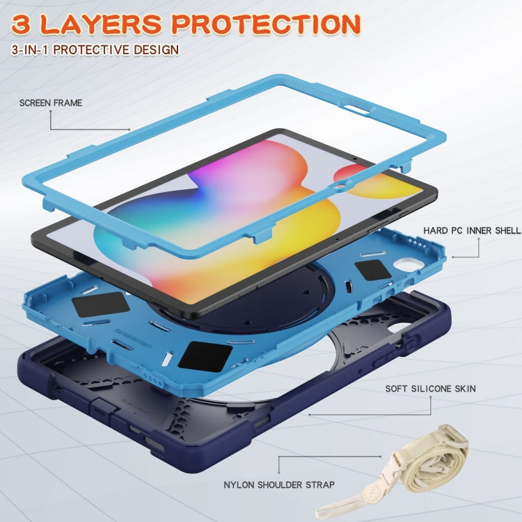 For Samsung Galaxy Tab S6 Lite P610 Silicone + PC Protective Case with Holder & Shoulder Strap