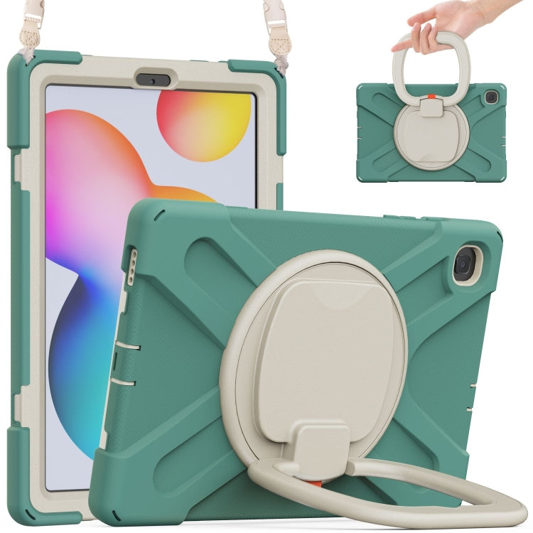 For Samsung Galaxy Tab S6 Lite P610 Silicone + PC Protective Case with Holder & Shoulder Strap