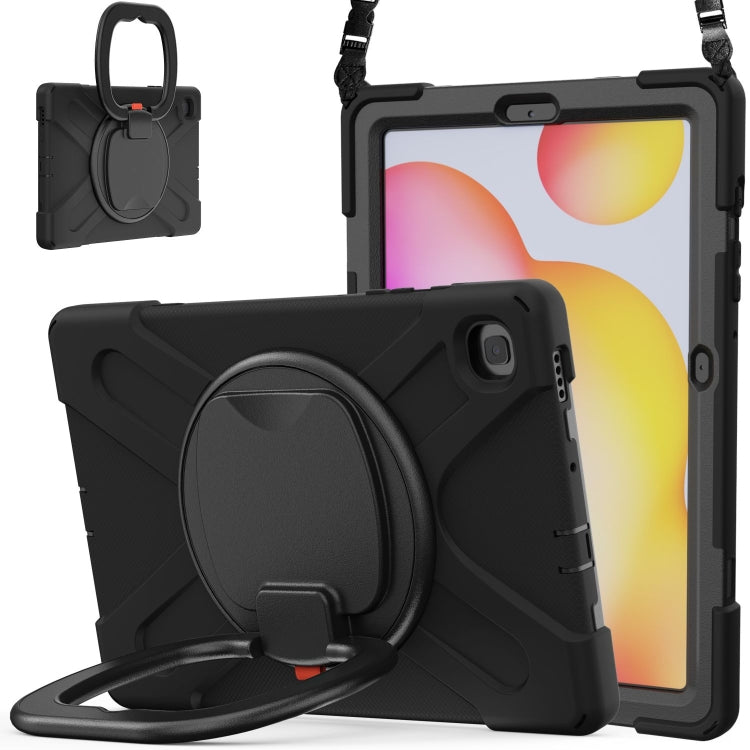 For Samsung Galaxy Tab S6 Lite P610 Silicone + PC Protective Case with Holder & Shoulder Strap
