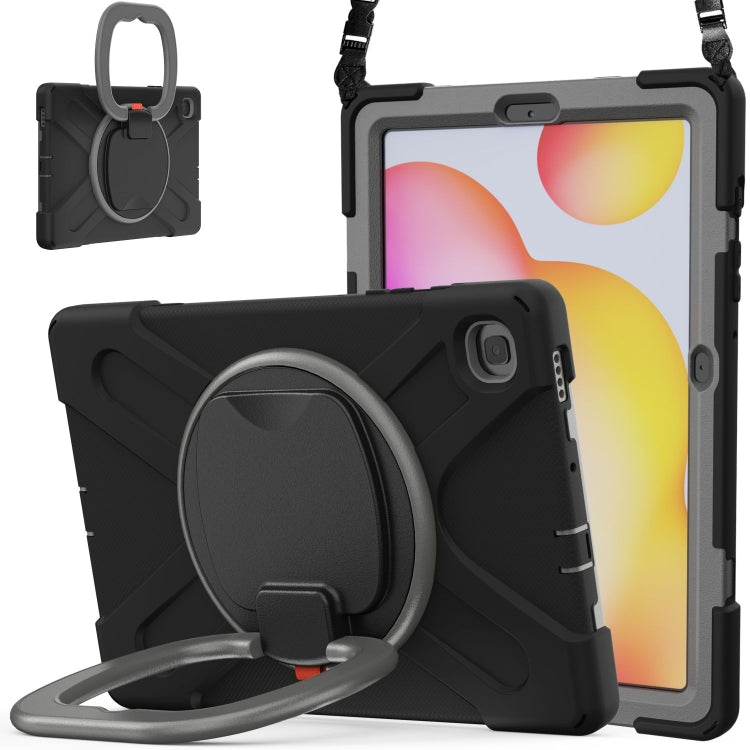 For Samsung Galaxy Tab S6 Lite P610 Silicone + PC Protective Case with Holder & Shoulder Strap