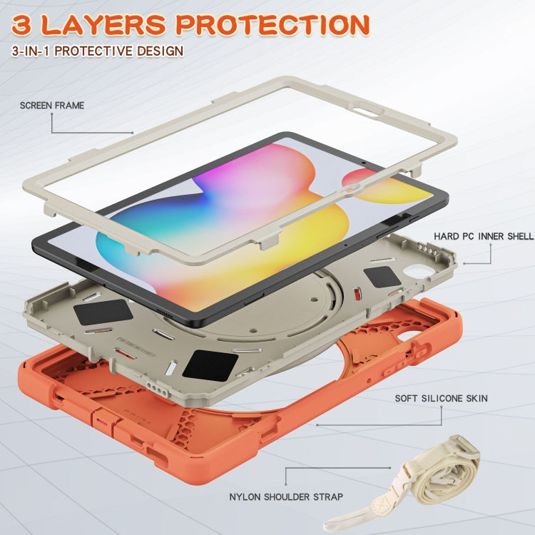 For Samsung Galaxy Tab S6 Lite P610 Silicone + PC Protective Case with Holder & Shoulder Strap