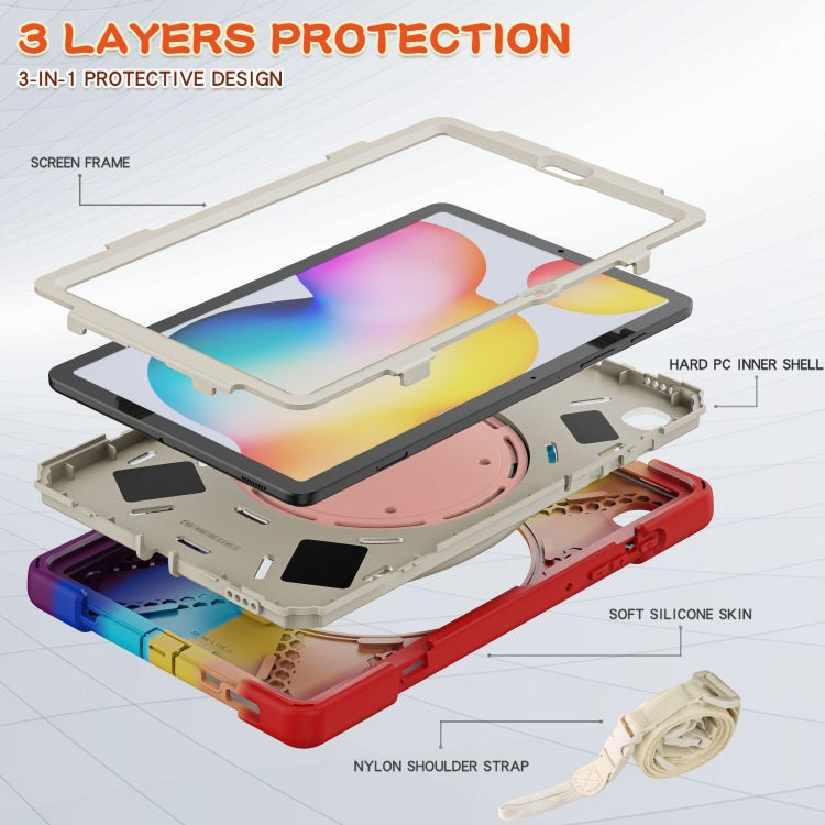 For Samsung Galaxy Tab S6 Lite P610 Silicone + PC Protective Case with Holder & Shoulder Strap