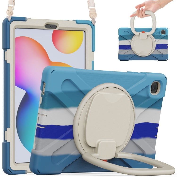 For Samsung Galaxy Tab S6 Lite P610 Silicone + PC Protective Case with Holder & Shoulder Strap