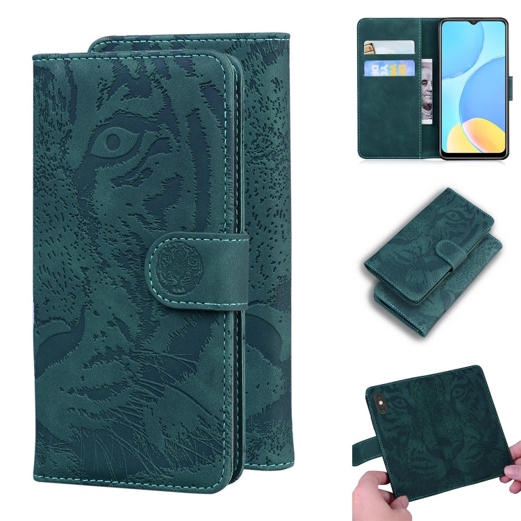 For OPPO A15 / A15S Tiger Embossing Pattern Horizontal Flip Leather Case with Holder & Card Slots & Wallet