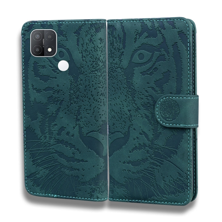 For OPPO A15 / A15S Tiger Embossing Pattern Horizontal Flip Leather Case with Holder & Card Slots & Wallet