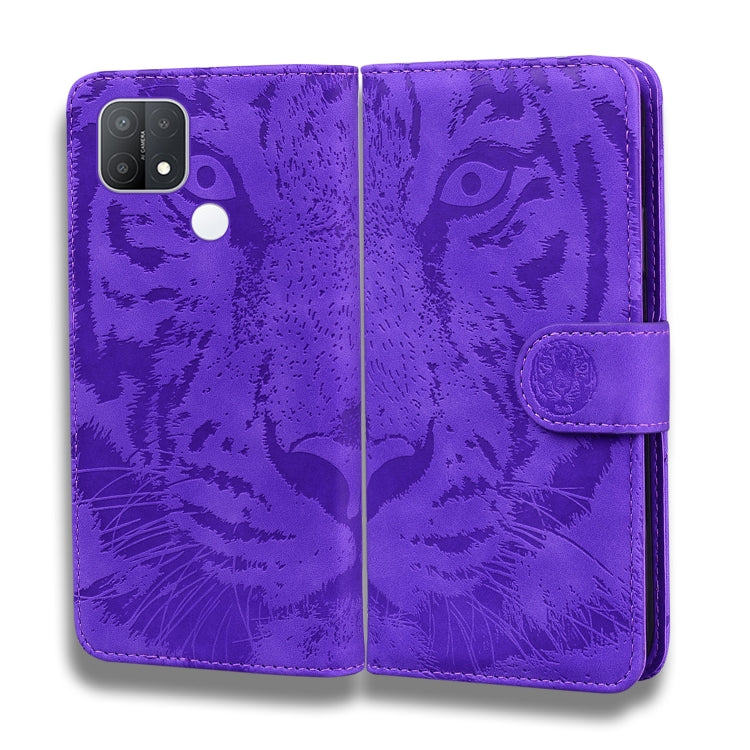 For OPPO A15 / A15S Tiger Embossing Pattern Horizontal Flip Leather Case with Holder & Card Slots & Wallet