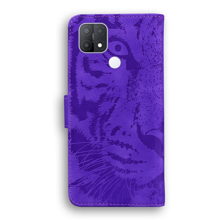 For OPPO A15 / A15S Tiger Embossing Pattern Horizontal Flip Leather Case with Holder & Card Slots & Wallet