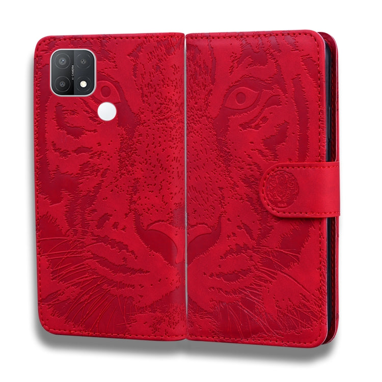 For OPPO A15 / A15S Tiger Embossing Pattern Horizontal Flip Leather Case with Holder & Card Slots & Wallet