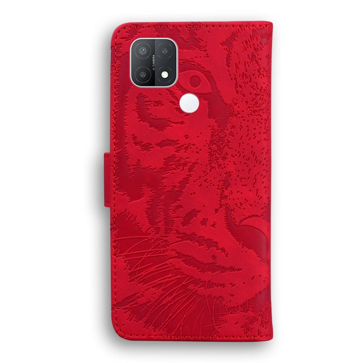 For OPPO A15 / A15S Tiger Embossing Pattern Horizontal Flip Leather Case with Holder & Card Slots & Wallet