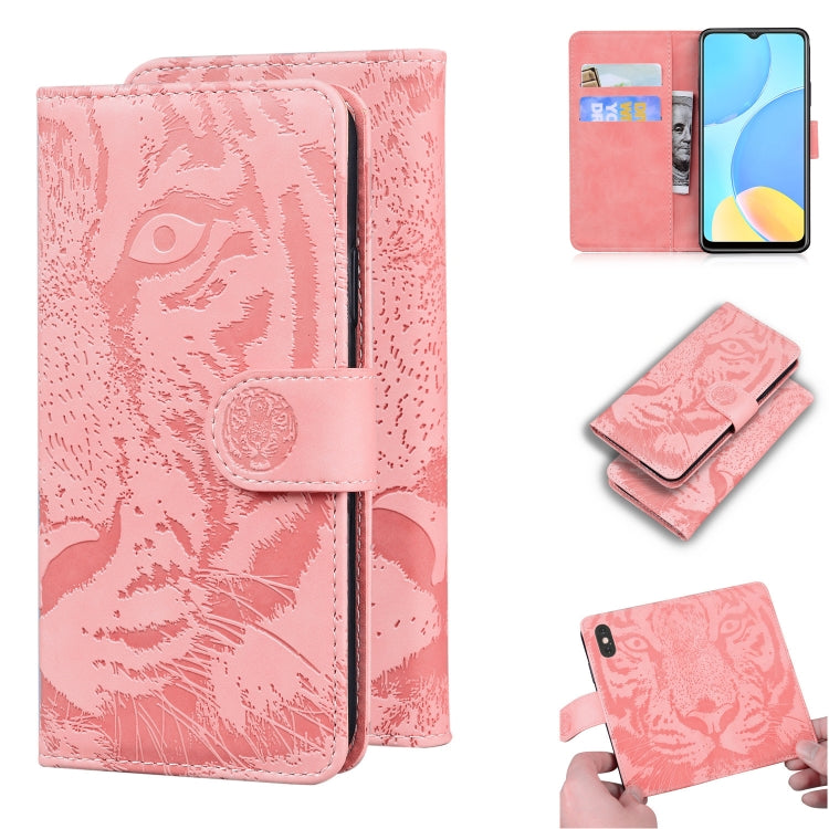 For OPPO A15 / A15S Tiger Embossing Pattern Horizontal Flip Leather Case with Holder & Card Slots & Wallet