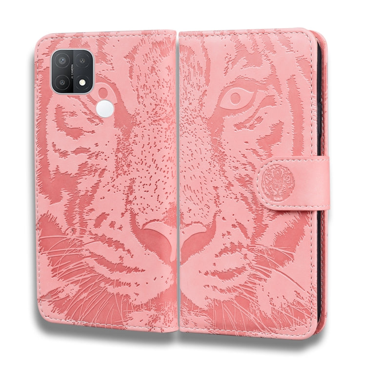 For OPPO A15 / A15S Tiger Embossing Pattern Horizontal Flip Leather Case with Holder & Card Slots & Wallet