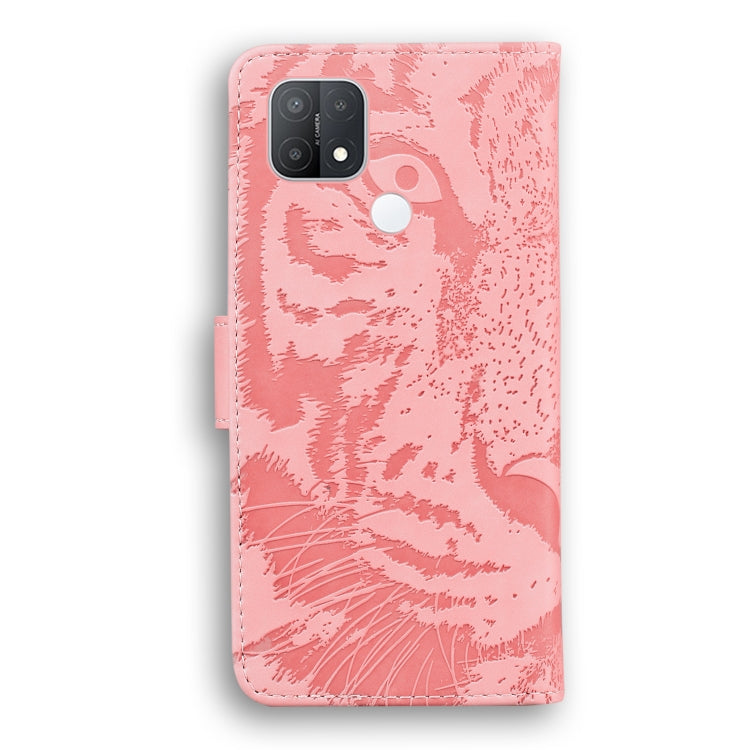 For OPPO A15 / A15S Tiger Embossing Pattern Horizontal Flip Leather Case with Holder & Card Slots & Wallet