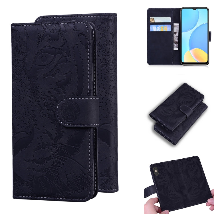 For OPPO A15 / A15S Tiger Embossing Pattern Horizontal Flip Leather Case with Holder & Card Slots & Wallet