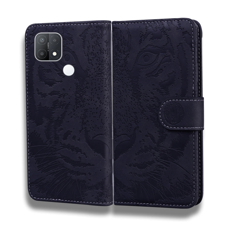 For OPPO A15 / A15S Tiger Embossing Pattern Horizontal Flip Leather Case with Holder & Card Slots & Wallet