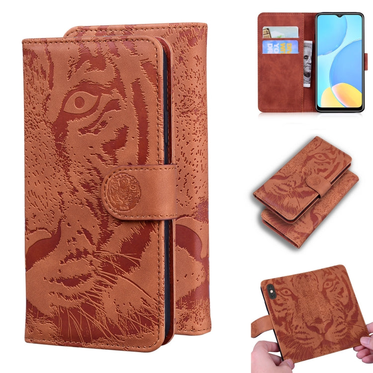 For OPPO A15 / A15S Tiger Embossing Pattern Horizontal Flip Leather Case with Holder & Card Slots & Wallet