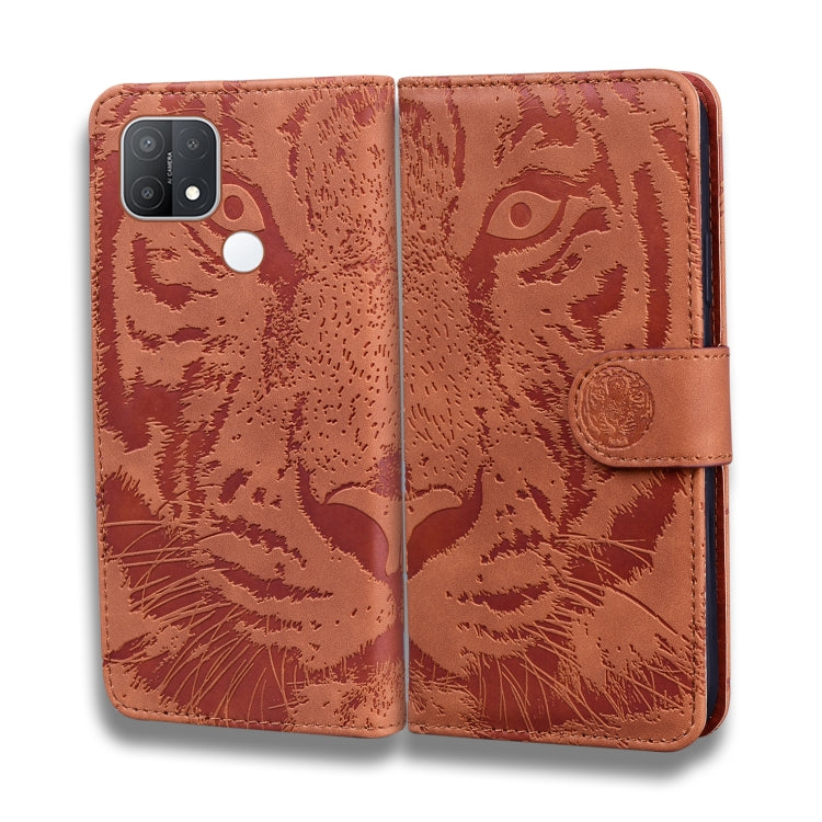 For OPPO A15 / A15S Tiger Embossing Pattern Horizontal Flip Leather Case with Holder & Card Slots & Wallet