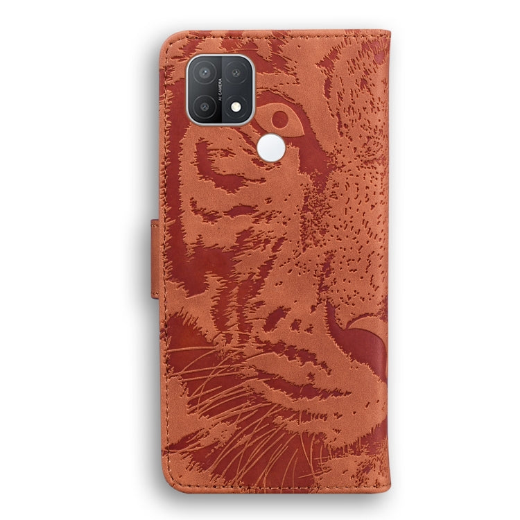 For OPPO A15 / A15S Tiger Embossing Pattern Horizontal Flip Leather Case with Holder & Card Slots & Wallet