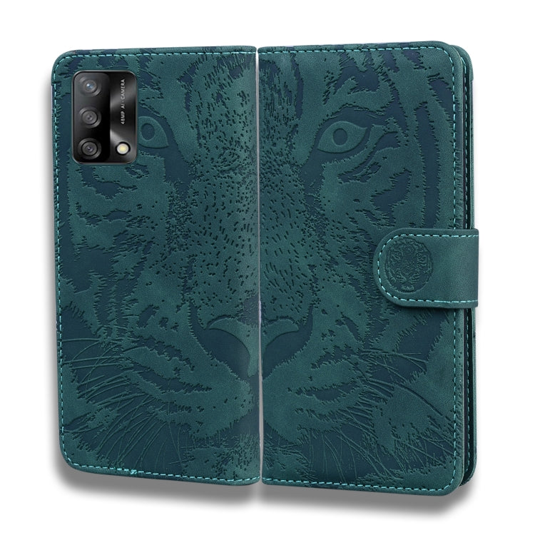 For OPPO A74 4G / F19 4G Tiger Embossing Pattern Horizontal Flip Leather Case with Holder & Card Slots & Wallet