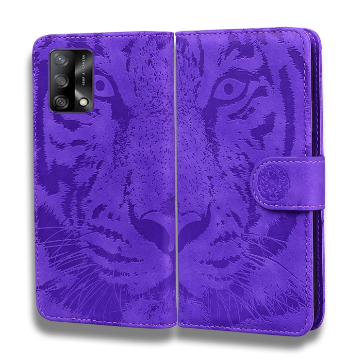 For OPPO A74 4G / F19 4G Tiger Embossing Pattern Horizontal Flip Leather Case with Holder & Card Slots & Wallet