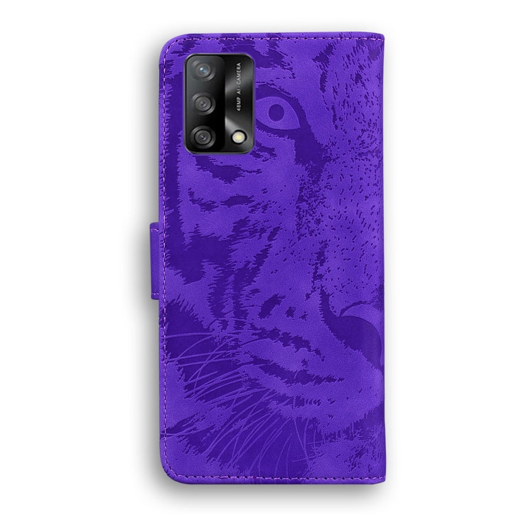 For OPPO A74 4G / F19 4G Tiger Embossing Pattern Horizontal Flip Leather Case with Holder & Card Slots & Wallet