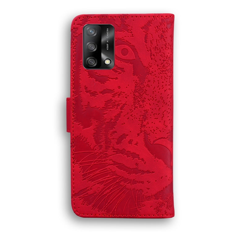 For OPPO A74 4G / F19 4G Tiger Embossing Pattern Horizontal Flip Leather Case with Holder & Card Slots & Wallet