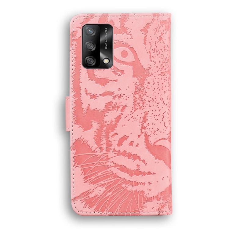 For OPPO A74 4G / F19 4G Tiger Embossing Pattern Horizontal Flip Leather Case with Holder & Card Slots & Wallet