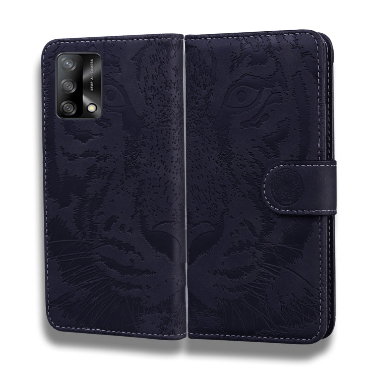 For OPPO A74 4G / F19 4G Tiger Embossing Pattern Horizontal Flip Leather Case with Holder & Card Slots & Wallet