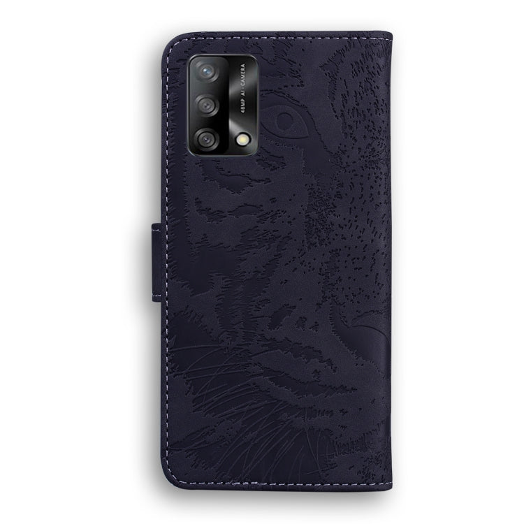 For OPPO A74 4G / F19 4G Tiger Embossing Pattern Horizontal Flip Leather Case with Holder & Card Slots & Wallet