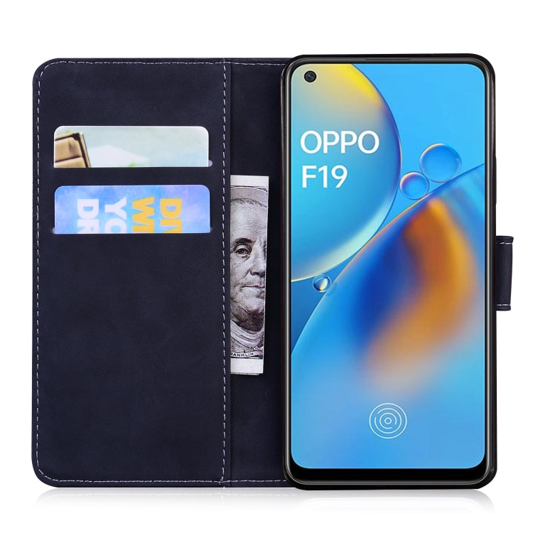 For OPPO A74 4G / F19 4G Tiger Embossing Pattern Horizontal Flip Leather Case with Holder & Card Slots & Wallet