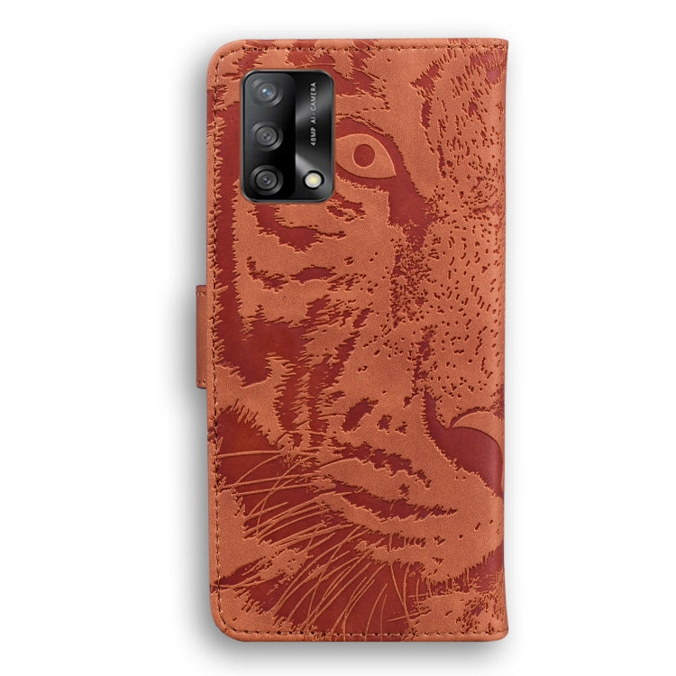 For OPPO A74 4G / F19 4G Tiger Embossing Pattern Horizontal Flip Leather Case with Holder & Card Slots & Wallet