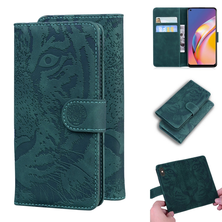 For OPPO A94 4G / F19 Pro Tiger Embossing Pattern Horizontal Flip Leather Case with Holder & Card Slots & Wallet