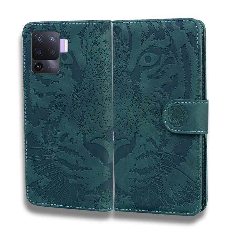 For OPPO A94 4G / F19 Pro Tiger Embossing Pattern Horizontal Flip Leather Case with Holder & Card Slots & Wallet