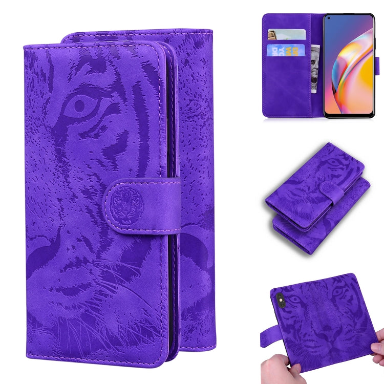 For OPPO A94 4G / F19 Pro Tiger Embossing Pattern Horizontal Flip Leather Case with Holder & Card Slots & Wallet