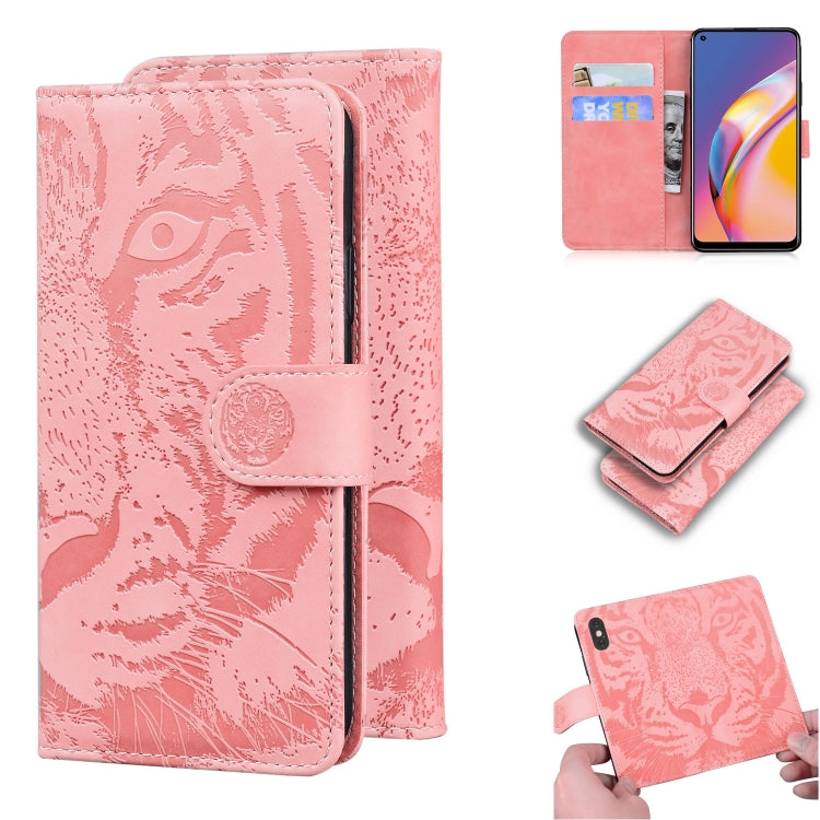For OPPO A94 4G / F19 Pro Tiger Embossing Pattern Horizontal Flip Leather Case with Holder & Card Slots & Wallet