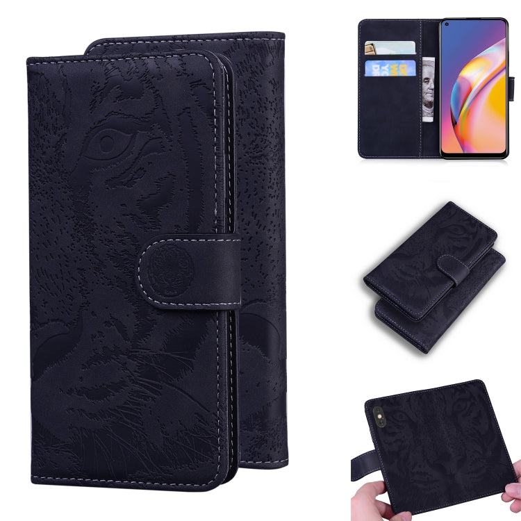 For OPPO A94 4G / F19 Pro Tiger Embossing Pattern Horizontal Flip Leather Case with Holder & Card Slots & Wallet