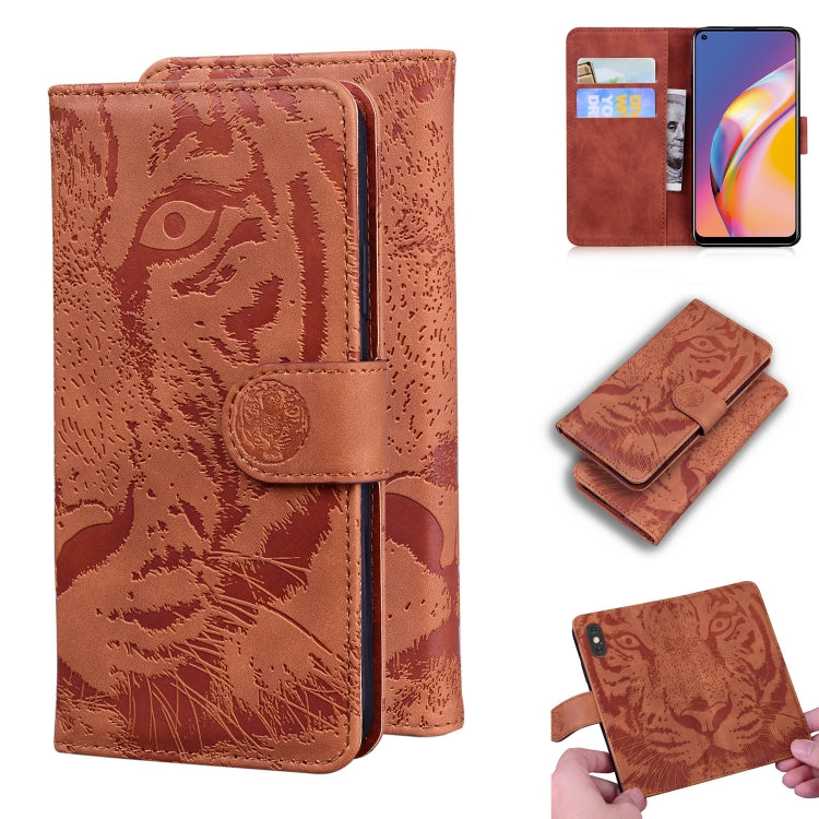 For OPPO A94 4G / F19 Pro Tiger Embossing Pattern Horizontal Flip Leather Case with Holder & Card Slots & Wallet