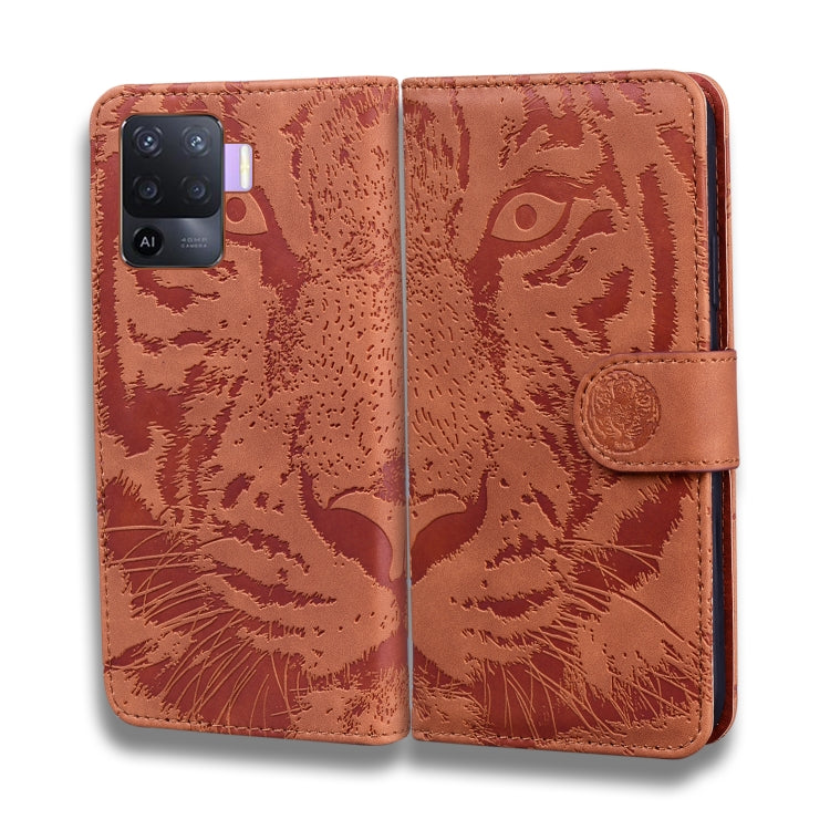 For OPPO A94 4G / F19 Pro Tiger Embossing Pattern Horizontal Flip Leather Case with Holder & Card Slots & Wallet