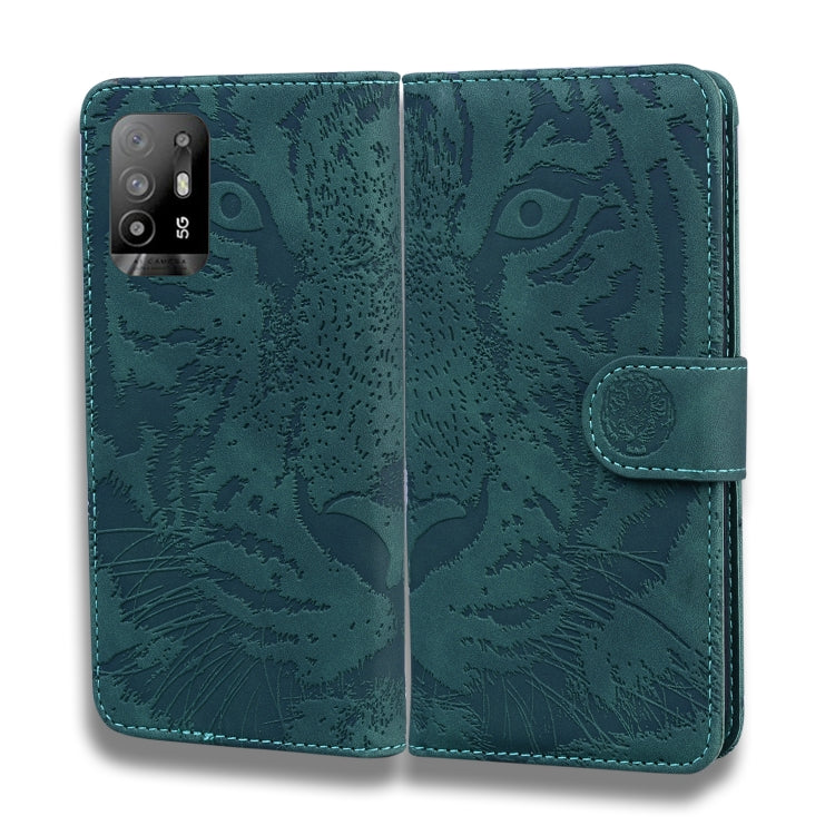 For OPPO Reno5 Z Tiger Embossing Pattern Horizontal Flip Leather Case with Holder & Card Slots & Wallet