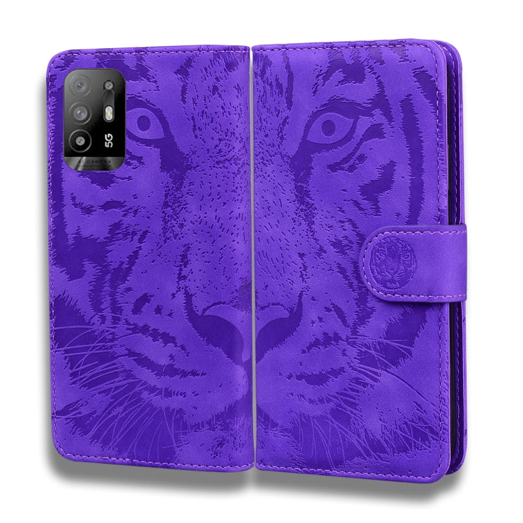 For OPPO Reno5 Z Tiger Embossing Pattern Horizontal Flip Leather Case with Holder & Card Slots & Wallet