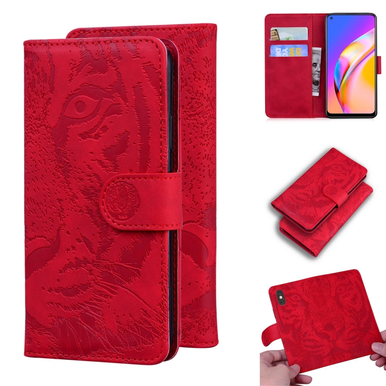 For OPPO Reno5 Z Tiger Embossing Pattern Horizontal Flip Leather Case with Holder & Card Slots & Wallet