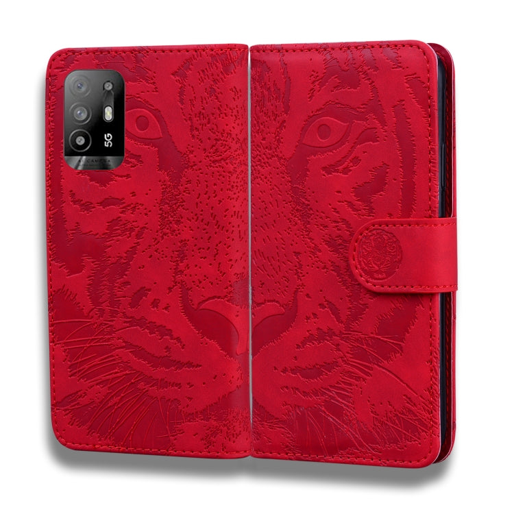 For OPPO Reno5 Z Tiger Embossing Pattern Horizontal Flip Leather Case with Holder & Card Slots & Wallet