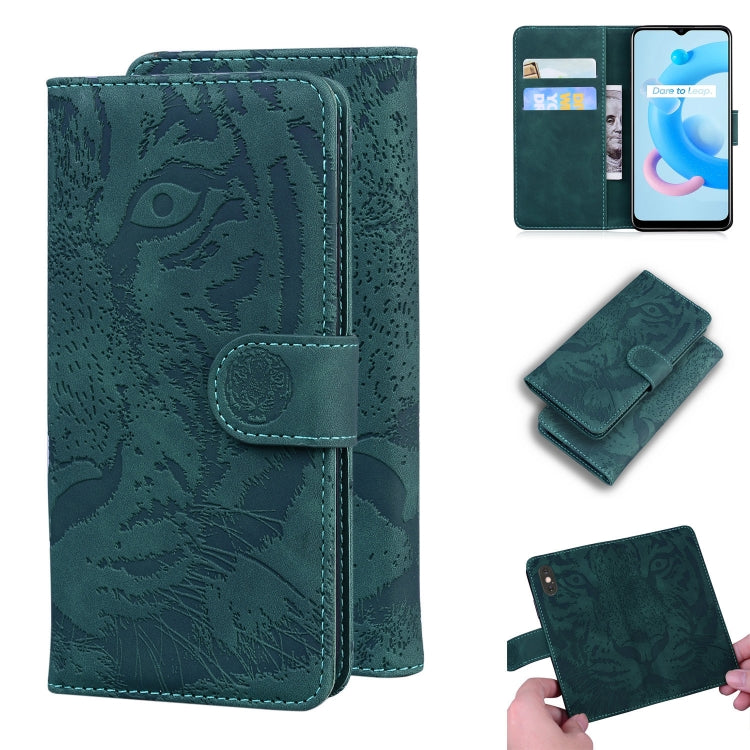 For OPPO Realme C20 Tiger Embossing Pattern Horizontal Flip Leather Case with Holder & Card Slots & Wallet