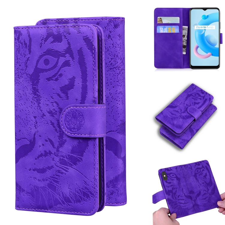 For OPPO Realme C20 Tiger Embossing Pattern Horizontal Flip Leather Case with Holder & Card Slots & Wallet
