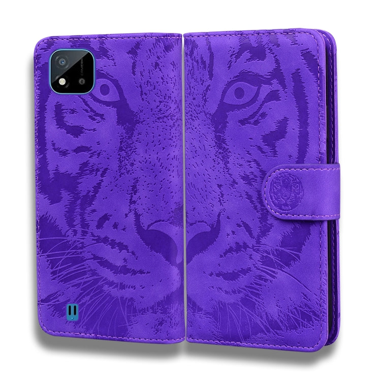 For OPPO Realme C20 Tiger Embossing Pattern Horizontal Flip Leather Case with Holder & Card Slots & Wallet