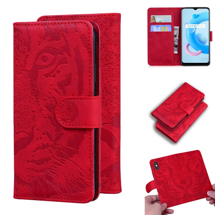 For OPPO Realme C20 Tiger Embossing Pattern Horizontal Flip Leather Case with Holder & Card Slots & Wallet