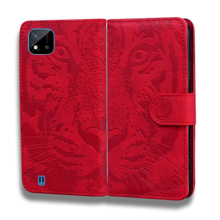 For OPPO Realme C20 Tiger Embossing Pattern Horizontal Flip Leather Case with Holder & Card Slots & Wallet
