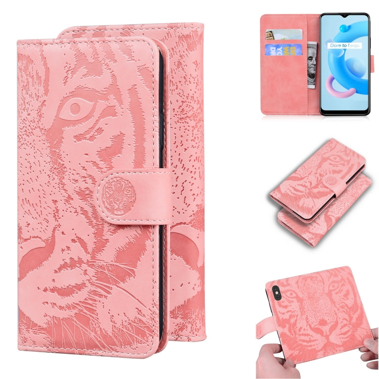 For OPPO Realme C20 Tiger Embossing Pattern Horizontal Flip Leather Case with Holder & Card Slots & Wallet