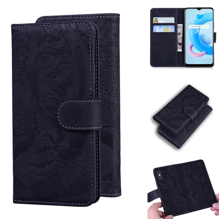For OPPO Realme C20 Tiger Embossing Pattern Horizontal Flip Leather Case with Holder & Card Slots & Wallet