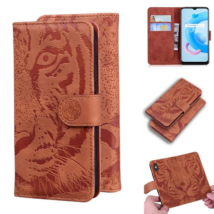 For OPPO Realme C20 Tiger Embossing Pattern Horizontal Flip Leather Case with Holder & Card Slots & Wallet