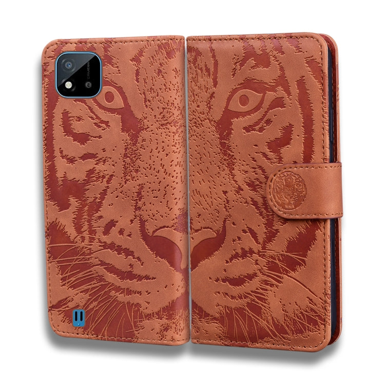 For OPPO Realme C20 Tiger Embossing Pattern Horizontal Flip Leather Case with Holder & Card Slots & Wallet